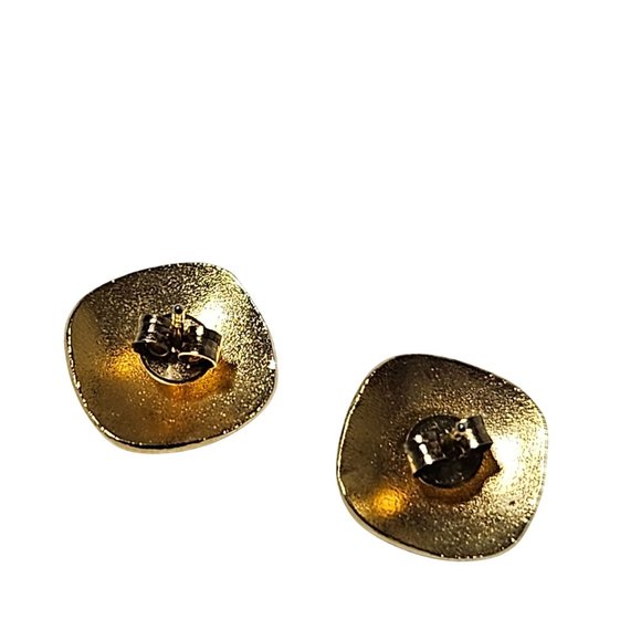 Vintage Floral Cloisonné Gold Tone Enamel Post Earrings Retro Boho Fashion Women - Picture 3 of 4